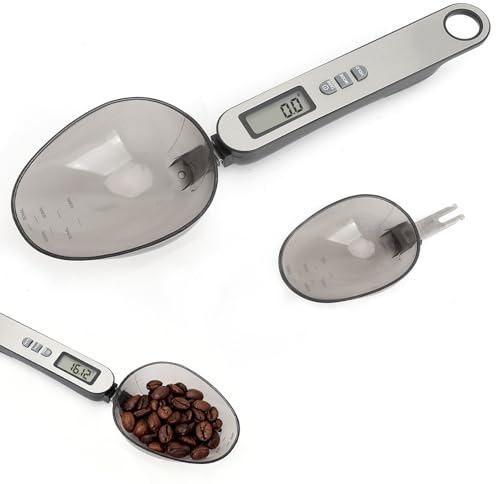 Cucchiaio bilancia digitale precisione 2 testa a cucchiaio diverse misure da 0,1g a 500g frontale in acciaio inossidabile argentato electronic spoon scale multifunzionale con diverse unità di misura