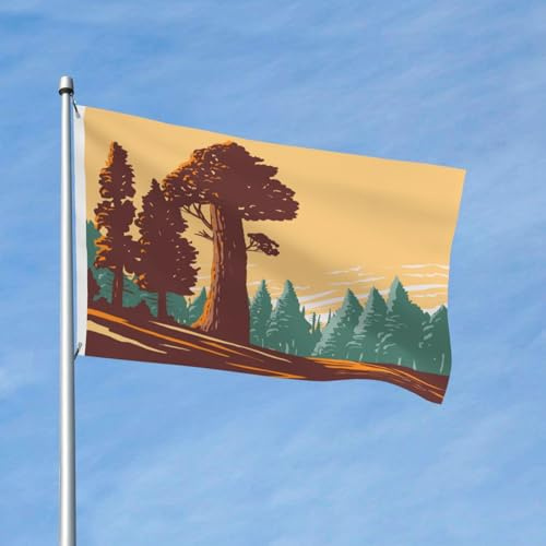 Bandera La Secuoya Gigante Más Grande De Grant Grove, Kings Canyon, California Bandera De Brisa Resistente A La Intemperie Divertido Banderas Con Ojal, Para Festival, Fiesta, Balcón, 90x150cm