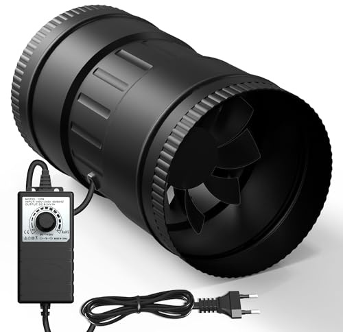 Brogachy 100 mm rörfläkt kanalfläkt, 221 m³/h frånluftsfläkt för uppvärmning, kylning, booster, tillväxttält, hydrokulturer, hemmabruk, ventilation och frånluftsfläkt.