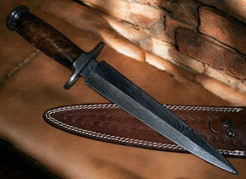 Poshland DG-40 Handmade Damascus Steel Dagger Knife – Solid Rose wood Handle