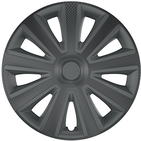 ZentimeX Radkappen Radzierblenden 14 Zoll Dark, Schwarz, Kunststoff, Grau, Speichen-Clip, Felgenkappe, Radkappe, Hubcap