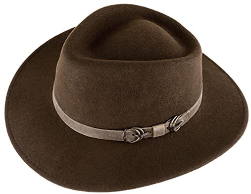 Alpenleder Hut - Modell: Padua (Handgefertigt) - Nachhaltiges Bio-Filz aus regionaler Landwirtschaft | Fedora Wollhut, Hüte Damen & Herren *Fair Produziert* (Größe S (55-56cm), Tabak)