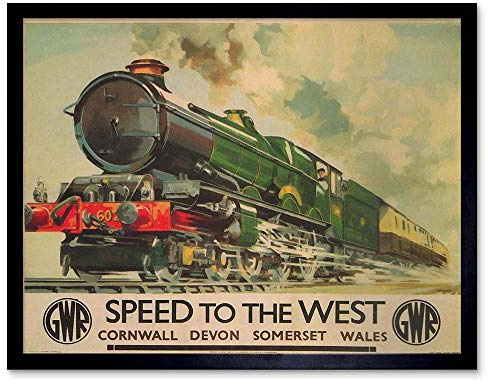Wee Blue Coo Travel Gwr Railway Rail Train Steam Engine Corn Wales UK Retro Art Print Framed Poster Wall Decor 12X16 Inch