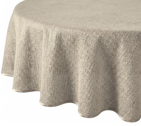 Tischdecke Outdoor Wetterfest Rund - Gartentischdecke Rund 140 cm Beige | Rutschfest, UV-beständig, abwaschbar & bei 30°C waschbar - Weichschaum PVC Tischdecke in 7 Farben