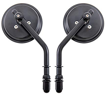 Motorbike Side Mirrors, 8mm 3'' Round Motorcycles Rearview Mirror for Bobber Chopper Old School 1982-2018 Up (Black)