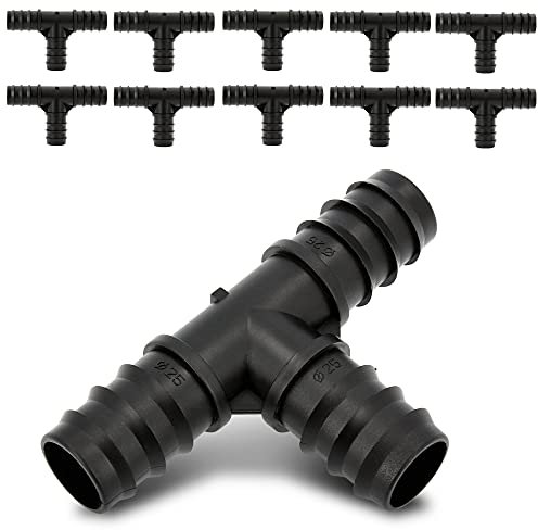 BRADAS® T-Stück Schlauchverbinder 20x20x20 mm 10-er Set | Schlauch Fitting Zubehör Für Tropfschlauch Perlschlauch T-Verteiler T-Steckverbinder | Schlauchanschluss Bewässerung System Anschluss Kit