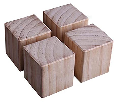 Möbelerhöhung aus Kiefe Betterhöhung Bed Riser Möbelfüße Tischerhöher Elefantenfuß, für Bett Tischbeine Möbel Sofas Betten,Erhöhung um 10cm,4 Stück(Size:5×5×10cm)