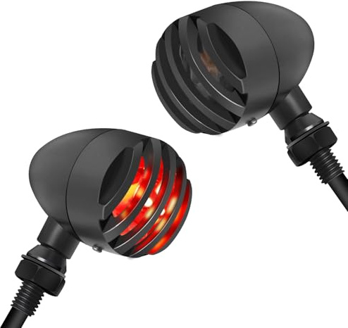 NTHREEAUTO Motorcycle LED Turn Signals Smoked Rear Blinkers Indicator Light Universal Compatible with Harley Sportster Honda Shadow Suzuki Yamaha Kawasaki Vulcan Bobber 12V Motorbikes