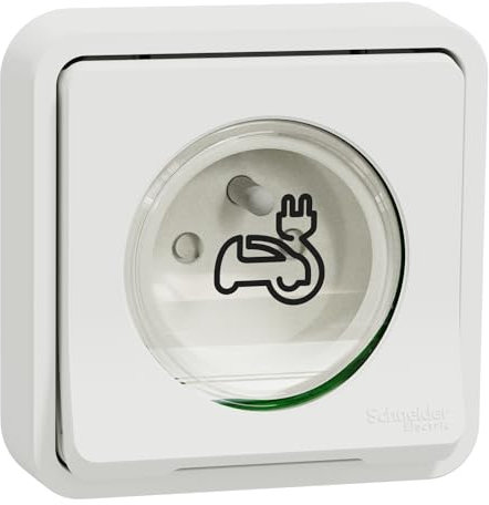 Schneider Electric Mureva Styl Green' Up EV-Steckdose Französisch 2P Einbaumontage 1-fach Innenräume, Im Freien
