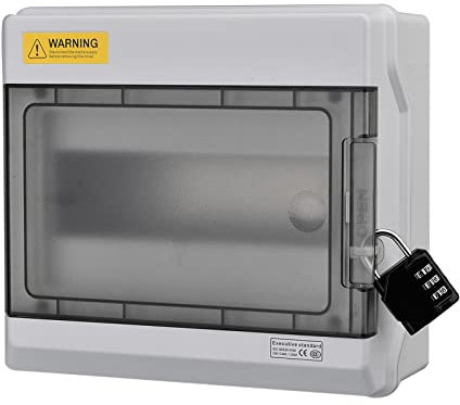 Scatola Distribuzione Superficie, Scatola Portafusibili Armadio Elettrico Superficie IP65 Impermeabile con Serratura 1 Fila per 9 Moduli Scatola Distribuzione Superficie Giardino o Aree Esterne