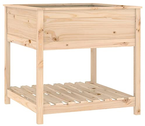 vidaXL Pflanzkübel mit Ablage, Pflanzkasten zum Selber Bauen, Hochbeet für Garten Balkon Terrasse, Frühbeet für Blumen Gemüse Kräuter, Massivholz Kiefer