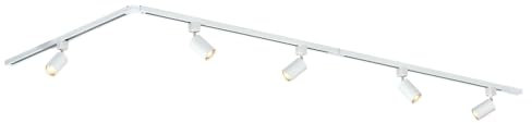 Qub Focus III 1-Phase Spotlight Track Lighting - 300 cm - 5X GU10 Heads - 3X 1m Rails - L-Form - Ceiling Spotlight White - Extendable & Flexible - LED-Compatible - Modern Design Track Lighting