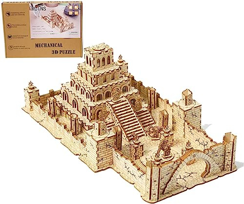 UpGLeuch 3D Puzzle Holz Burgruine Modellbausatz, Vintage 3D Puzzle Modellbausatz Holz, DIY 3D Holzpuzzle Erwachsene, Heimdekoration Desktop Spielzeug Erwachsene