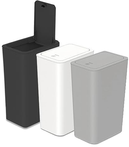 Umtiti 3 Stück 10 l Mülleimer mit Pop-Up-Deckel. Kleiner Mülleimer mit Deckel, Abfallkorb für Küche, Schlafzimmer, Büro, Badezimmer. Mix-3 Stück