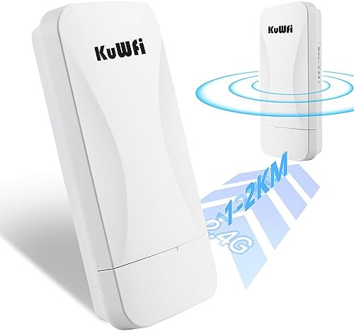 WLAN Bridge Point to Point Outdoor, 2.4 GHz 1 KM Long Range Point to Point Wireless Bridge, WiFi Bridge mit 2 100 Mbit/s-Port, 24V PoE Adapter, IP65 wetterfest, für Starlink, Garage, Scheune, Shop
