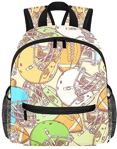Sketch Helm und American Football Ball Kleinkind Kid Jungen Mädchen Kindergarten Kinder Snack Kindergarten Kindergarten Kindergarten Rucksack, mehrfarbig, 10x4x12 in
