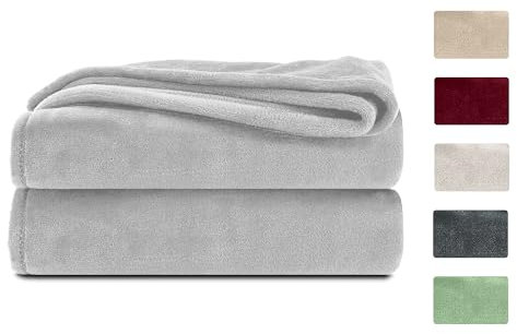 Komfortec Kuscheldecke Flauschig, Wohndecke, Fleecedecke, Oeko-TEX Zertifiziert, Superweich, 150x200 cm, 260 g/m², Silber Grau