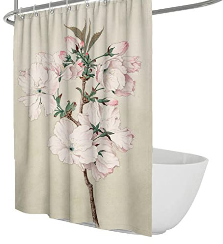 WEECHAINGE Begonie Blume Duschvorhang Pflanze Blume Blumen Badezimmer Duschvorhang mit C-förmigen Haken Trocken- und Nasstrennung Standardgröße B200xL240cm