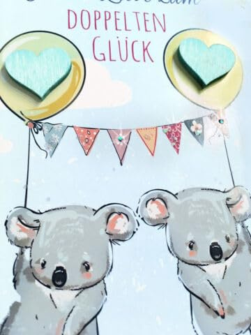 Generisch Karte zur Geburt von Zwillingen, Grußkarte Baby, Nachwuchs, Zwillinge (blau-blau)