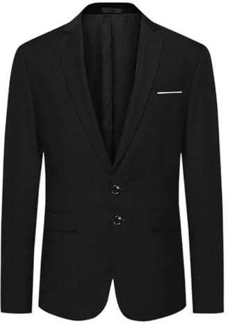 Allthemen Sakko Herren Slim Fit Anzugjacke Business Blazer 2 Knöpfe Sakko für Hochzeit Freizeit Schwarz 3XL