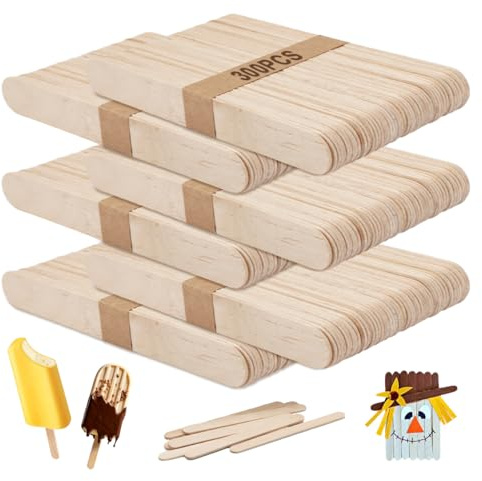 300 Stück Holzstäbchen zum Basteln, 15cm x 1.8cm Eisstiele Holz zum Basteln | Popsicle Sticks aus Naturholz, Holzmundspatel, Holzstiele für Eis am Stiel,Holzspatel zum Basteln,für DIY Handwerk