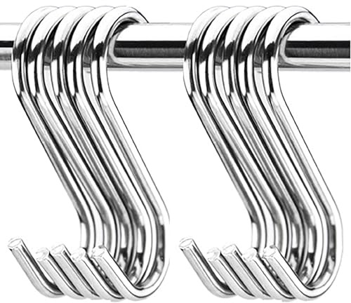 Ryaupy 10PCS Edelstahl S Haken & Küchenhaken - Schwerlast Metall Haken Zum Einhängen - Für Badezimmer, Schlafzimmer, Büro, Küche, Geschäft