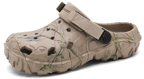 SECHRITE Sabots Mules Femmes Hommes Chaussures de Jardin Sabot Jardin Été Pantoufles Sandales de Plage Caoutchouc Medical Infirmiere Clogs Antidérapante Chaussures de Travail de Loisirs Kaki 44 EU