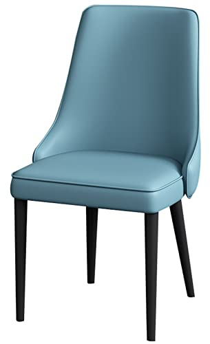 Widppsopt Küchen-/Esszimmerstühle, Wohnzimmer-Seitenstühle, Stühle aus Nappaleder mit Beinen aus schwarzem Karbonstahl, Moderne gepolsterte Esszimmerstühle (Farbe: Blau)