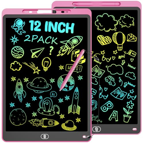 Electight Färgglad LCD-Skrivtavla för Barn, 30 cm Gånger Surfplatta återanvändbar Rittavla med Spärr och Raderingsknappar, Leksaker och Presenter Till Pojkar Flickor att Resa, Hem, Skola (Rosa, Rosa)