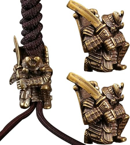 2 Stück Messing Antik Paracord Perlen Rüstung Samurai Lanyard Perle Paracord Perlen DIY Schlüsselanhänger Rucksack Anhänger Zubehör