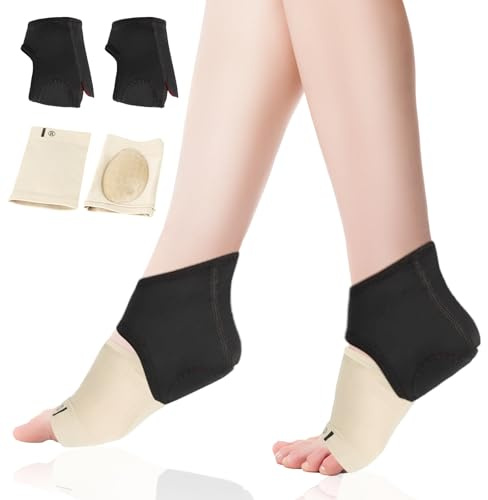 HJJMN Set di 2 paia di supporti per arco plantare, supporto imbottito per fascite plantare, calze a compressione per caviglia, bretelle piatte per piedi piatti con cuscinetti in gel per tendinite di