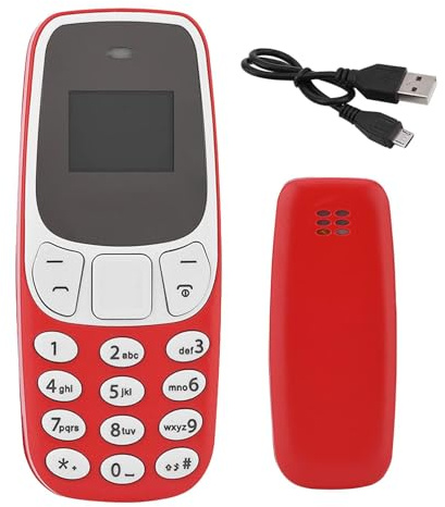 Generic - Teléfono Móvil para Personas Mayores, Miniatura con Tarjeta y Reproductor MP3, Minni Celular - Rojo