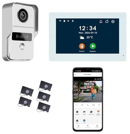 Générique Visiophone connecté 2 Fils avec Lecteur RFID et enregistreur de visiteurs