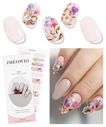 JMEOWIO Autocollants en gel semi-durci Accessoires de décoration UV/LED pour ongles en forme de fleur
