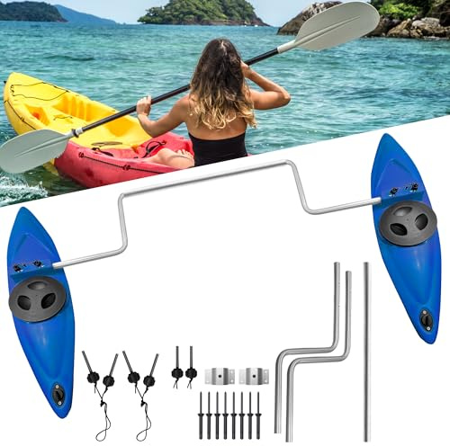 AIROW Stabilizzatori per Kayak, stabilizzatori per Canoe, Kit di Sistema per stabilizzatori e stabilizzatori per Kayak con Accessori per l'installazione e Asta per Bracci Sidekick