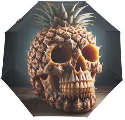 GAIREG Parapluie de voyage en forme d'ananas - Coupe-vent - Ouverture automatique - Pliable - Compact - Pour la pluie
