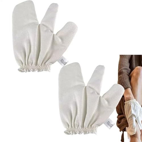 Garshana Seidenhandschuhe Ayurveda | 2Stk Garshana Massage Handschuh | Ayurvedische Trockenbürste Lymphdrainagehandschuhe | Strahlende Haut Ayurveda Massagehandschuh Peeling Handschuhe Körper Gesicht
