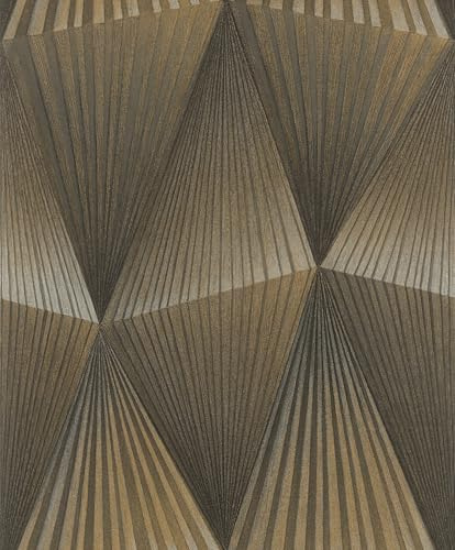 Rasch Selbstklebende Tapete 3D Cairo - Strukturierte Vliestapete Geometrisch 3D-Effekt in Gold - Einfaches Anbringen ohne Kleister mit tesa-Klebetechnologie - 6,00m x 0,53m