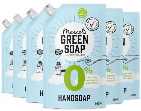 Marcel's Green Soap - Handseife 0% Nachfüllung - Nachfüllbeutel - Allergiezertifiziert - Mikroplastikfreie Formel - Vegan - 500 ml (6er Pack)