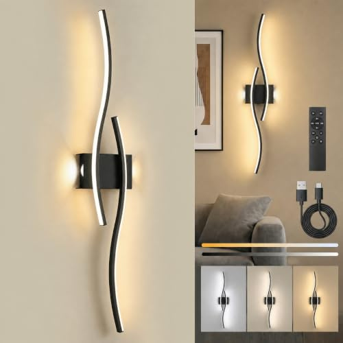 100cm Battery Wall Lights Indoor, Rechargeable Wireless Sconces with Remote