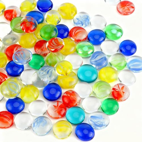 JSMTKJ Bunte Glassteine & Muggelsteine 100 Stück 500g｜20mm Farbige Glasnuggets für Aquarium, Vasenfüller, Hydrokultur & Deko｜Hochwertige Mischfarben Ziersteine für DIY-Projekte