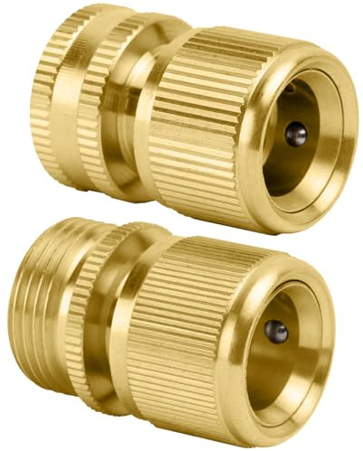 Brass Garden Hose Fittings 3/4 inch Female & Male Quick Connector, Garden Irrigation Accessories Faucet Quick Connect Fittings