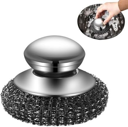 Xevinas Stahlwolle Schwamm Stahlschwamm AKO Pads Topfreiniger Reinigungsschwamm, Metallschwamm Edelstahlreiniger Scheuerschwamm für Herde, Töpfe, Dutch Oven & Ceranfelder (B)