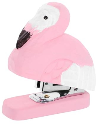 MagiDeal Agrafeuse en bois, figurine artistique en forme d'animal, mini sculpture créative et mignonne, statue d'animal sculptée à la main, agrafeuse, Forme de Flamant Rose