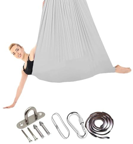 Hängematte Set, Schaukel Indoor Swing, Anti-Gravity Nestschaukel 200 Kg Max. Tragfähigkeit Mit Beschläge 150x280cm (Grau)
