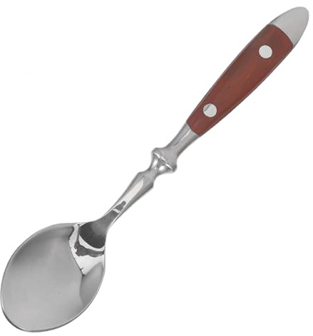 DOITOOL Cucharas de Té de Acero Inoxidable 430 Mango de Madera, Cucharillas de Aperitivo Multifuncionales para Postres y Helados, Diseño Minimalista para Uso en Hogar y Fiestas