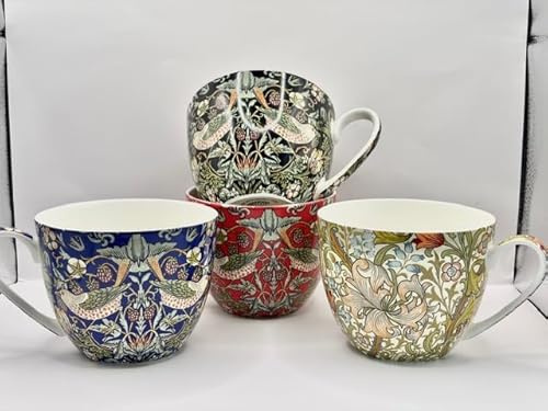 heritage Fine Bone China Mugs,Large Breakfast Cups, William Morris Designs