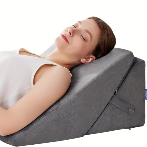 Honeyou Adjustable inclination Memory Foam Triangular Pillow, Wedge Pillow for Supporting The Back and elevating The Legs, Removable Cover, Washable, Suitable for Post-Operative Sleep