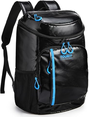 TOURIT Zaino refrigerante, 28 l, con apribottiglie, contiene 30 lattine, nero