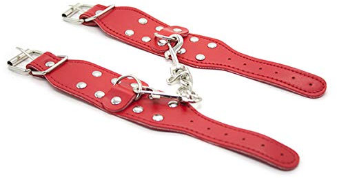 Erwachsene Erotik Fesseln Handschellen Handfesseln Leder Rot mit Nieten,Adult Sexspielzeug SM Bondage Fetisch für SM Einsteiger und Erfahr